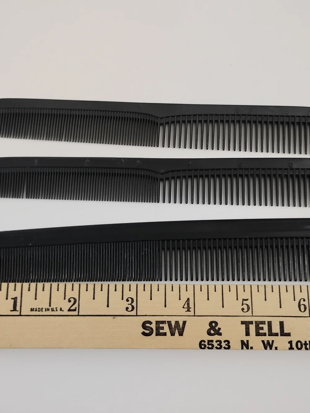 Lot of 3 Vintage ACE USA Unbreakable Hair Combs Pocket 7” Black